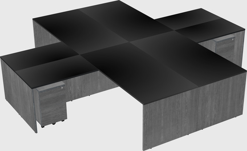 Quad l-shaped office desks