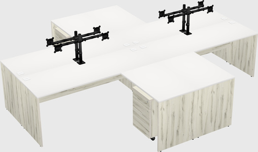 Quad l-shaped office desks