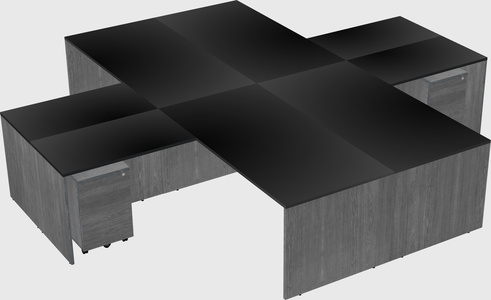 Quad l-shaped office desks