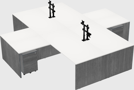 Bureaux de bureau quadruples en forme de l