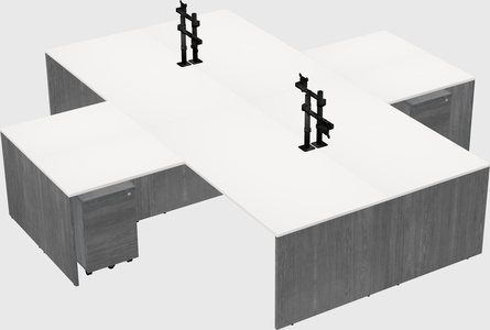 Bureaux de bureau quadruples en forme de l