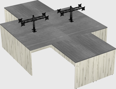 Quad l-shaped office desks