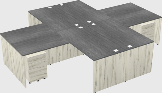 Quad l-shaped office desks