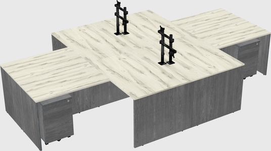 Quad l-shaped office desks