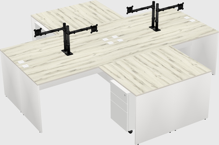 Quad l-shaped office desks