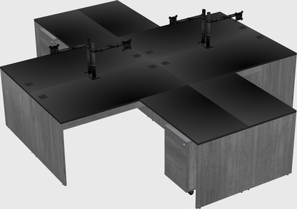 Quad l-shaped office desks