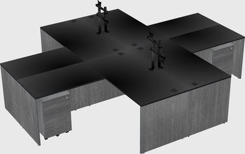 Quad l-shaped office desks
