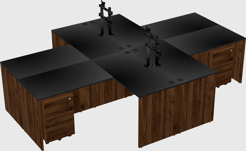 Quad l-shaped office desks