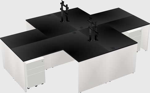 Quad l-shaped office desks