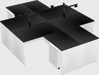 Quad l-shaped office desks