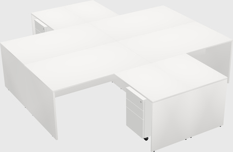 Quad l-shaped office desks