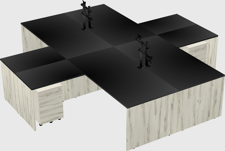 Bureaux de bureau quadruples en forme de l