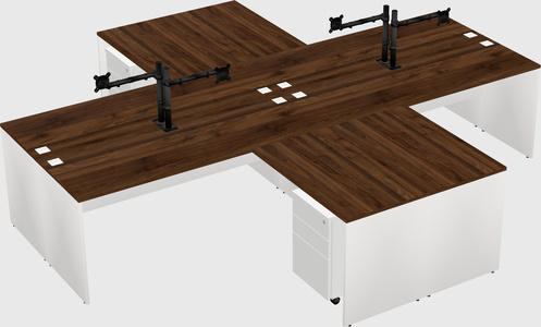 Bureaux de bureau quadruples en forme de l