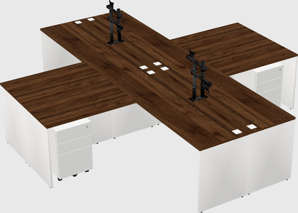 Bureaux de bureau quadruples en forme de l