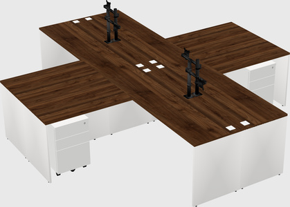 Bureaux de bureau quadruples en forme de l