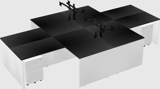 Quad l-shaped office desks