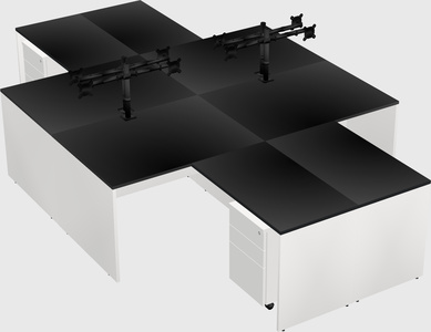 Quad l-shaped office desks