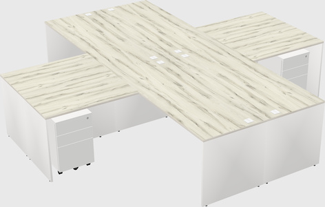Quad l-shaped office desks