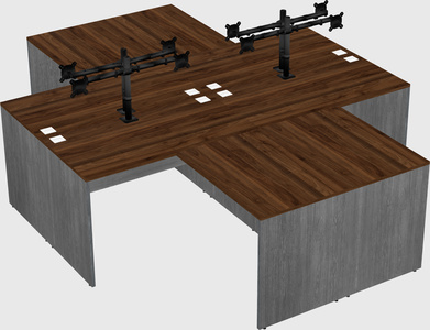 Quad l-shaped office desks