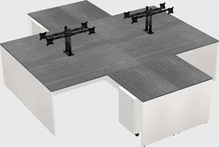 Quad l-shaped office desks