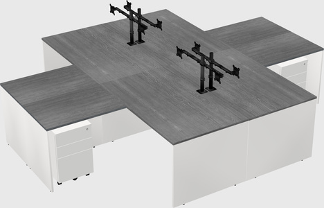 Quad l-shaped office desks