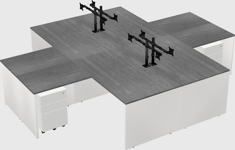 Quad l-shaped office desks