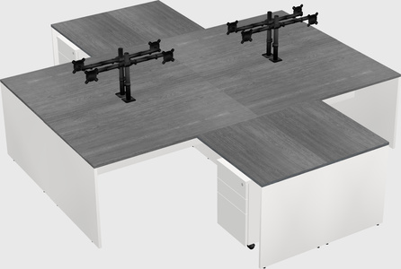 Quad l-shaped office desks