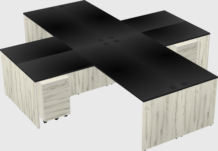 Quad l-shaped office desks