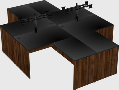 Quad l-shaped office desks