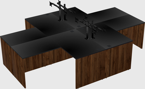 Quad l-shaped office desks