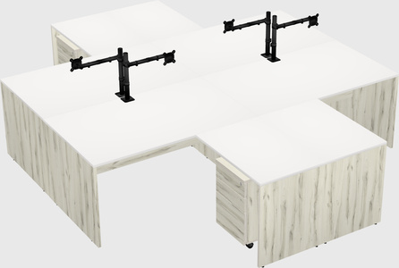 Quad l-shaped office desks