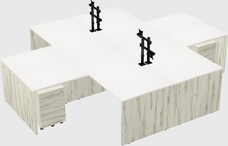 Quad l-shaped office desks
