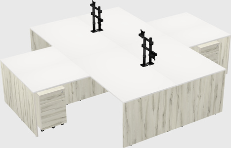 Quad l-shaped office desks