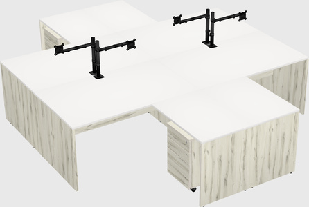 Quad l-shaped office desks