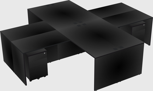 Quad l-shaped office desks