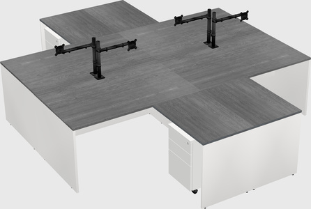Quad l-shaped office desks
