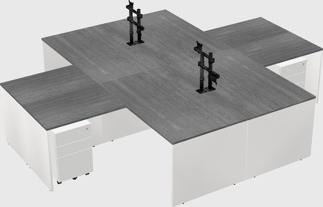 Quad l-shaped office desks