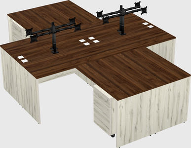 Quad l-shaped office desks