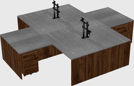 Quad l-shaped office desks