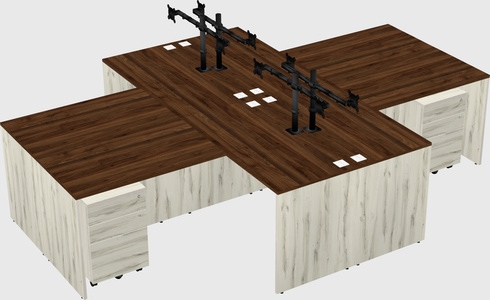 Quad l-shaped office desks