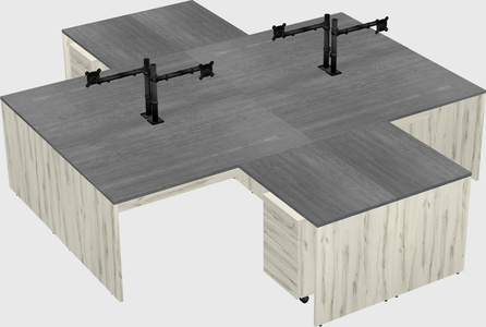 Quad l-shaped office desks