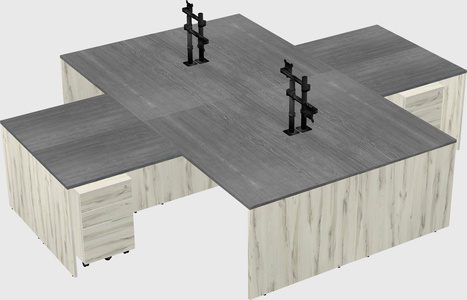 Quad l-shaped office desks