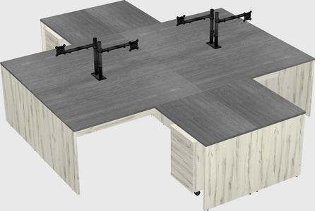 Quad l-shaped office desks