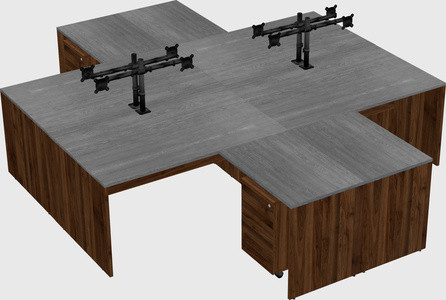 Quad l-shaped office desks