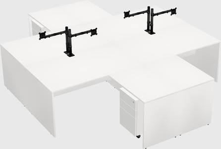 Quad l-shaped office desks