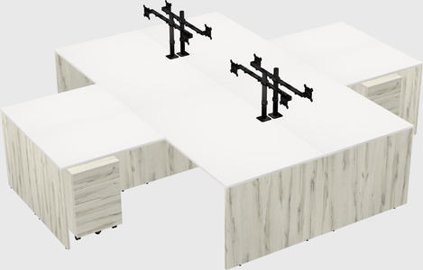 Quad l-shaped office desks