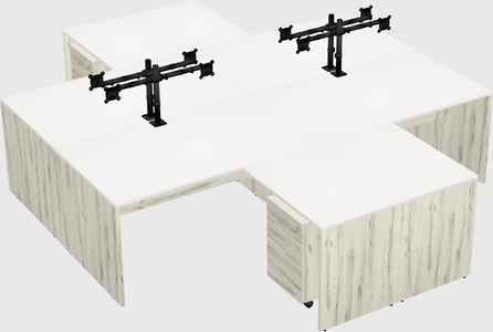 Quad l-shaped office desks