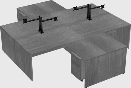 Quad l-shaped office desks