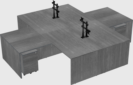 Quad l-shaped office desks
