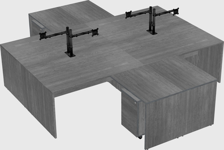 Quad l-shaped office desks